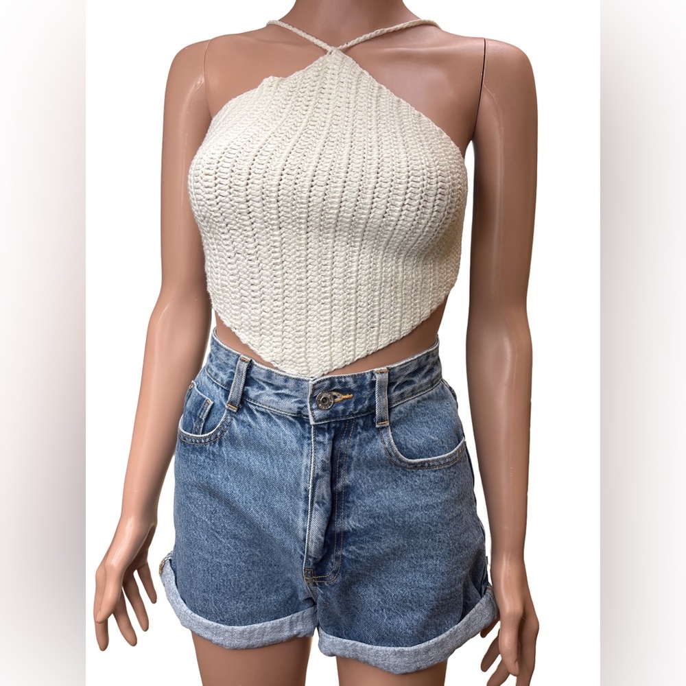Princess Polly Ivory Knit Halter Crop Top XS - Picture 7 of 7